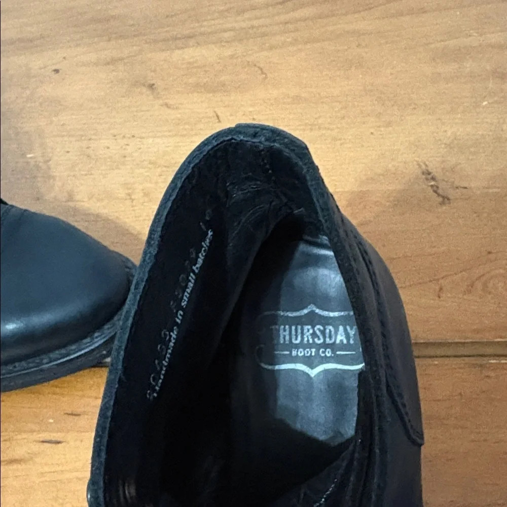 Thursday Captain Black Leather Boots Size 8